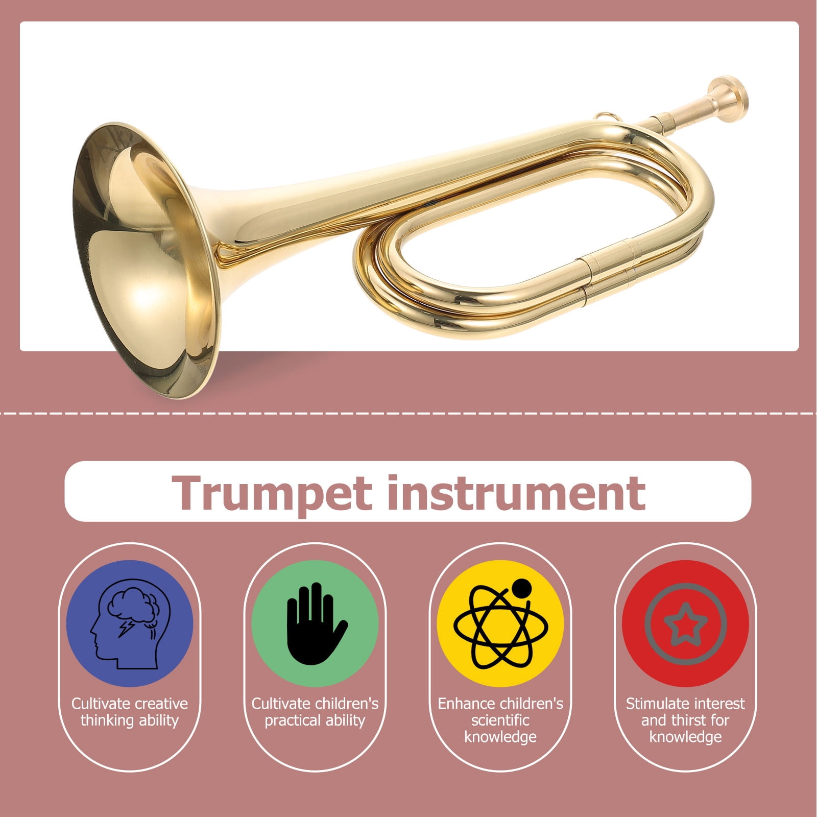 BESTOYARD Beginner Copper Trumpet Bugle Golden Brass Instrument for Musical Performance