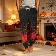 thumbnail image 4 of Domuza Halloween Pajama Pants for Men Casual Stretch Waist Drawstring Jogger Pj Pants Spooky Novelty Print Lightweight Comfy Lounge Sleepwear Red 2XL, 4 of 6