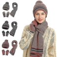 thumbnail image 5 of Snowflake Print Beanie Hat Scarf Touch Screen Gloves Set With Pom For Women, 5 of 5