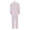 thumbnail image 4 of Bjutir Family Matching Christmas Pajamas Mens Christmas Pajamas Set Print Long Sleeve Button Down 2 Pieces Set Homewear,Light Purple,Size L, 4 of 4