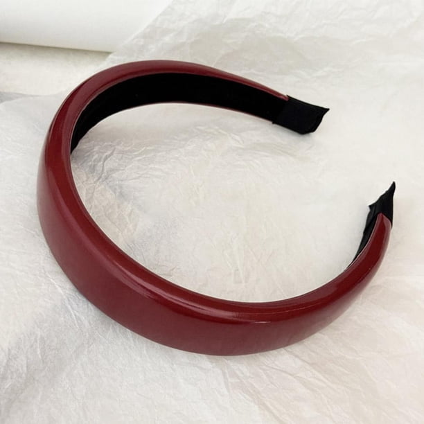Ruifaya Diadema de cuero PU roja vintage Diadema retro vintage ancha para mujer y niña.