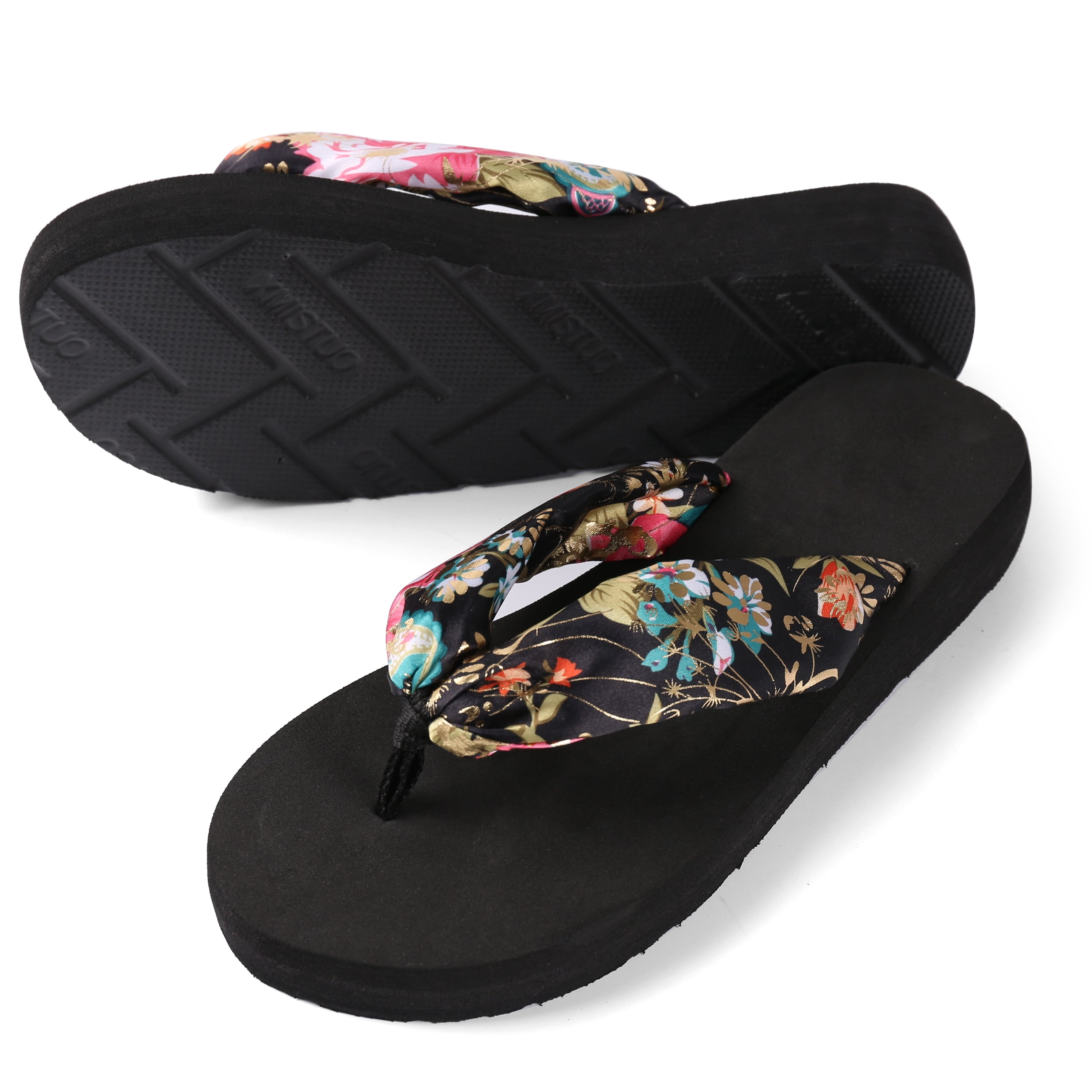 Saki Floral Flip-Flops – Ergonomic Non‑Slip Wedge Sandals for Women – Casual Wear, Indoor/Outdoor