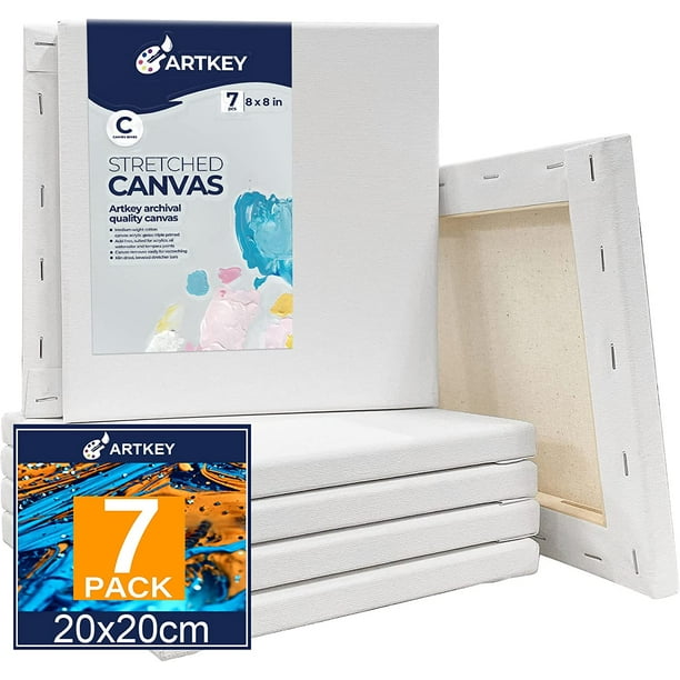 Artkey Stretched Canvases, 100 Cotton White Art Canvas for Painting