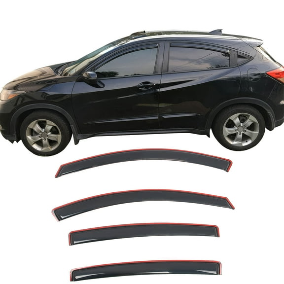 Ikon Motorsports In-Channel Window Visors Fits 2016-2022 Honda HR-V, Slim Style Side Door Rain Vent Guard Deflectors, Acrylic Smoke 4PCS