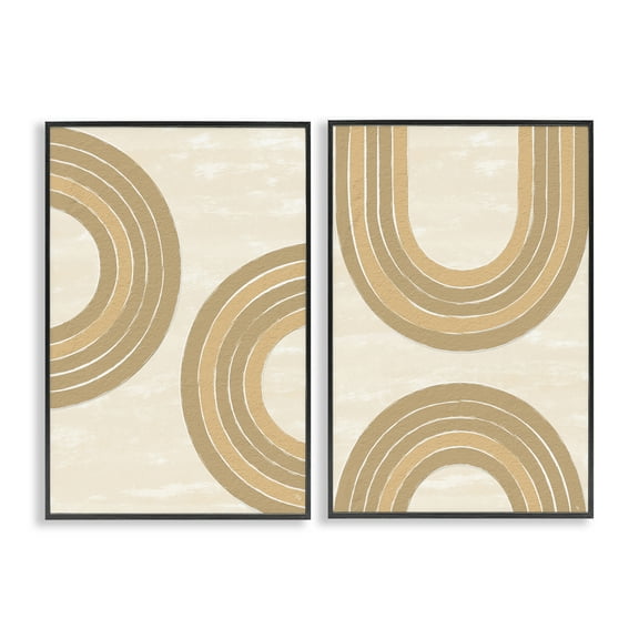 Stupell Industries Neutral Beige Rainbows Abstract Painting Black Framed Art Print Wall Art, 12 x 18, Set of 2