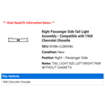 thumbnail image 2 of Right Passenger Side Tail Light Assembly - Compatible with 1968 Chevy Chevelle, 2 of 2
