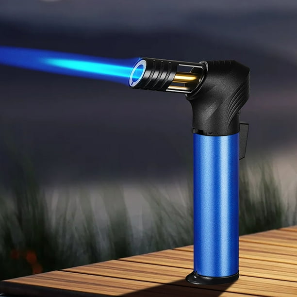 Encendedor de butano de llama ajustable a prueba de viento | Antorcha metálica portátil recargable para velas Chimenea BBQ | Llama de alta temperatura 1300 °C | Control preciso de la llama |