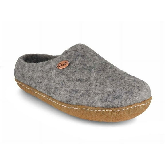 WoolFit® 'Footprint' handmade Slippers with Rubber Sole, stone grey