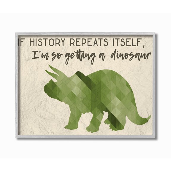 The Kids Room by Stupell I'm So Getting a Dinosaur Green Triceratops Framed Wall Art by Daphne Polselli