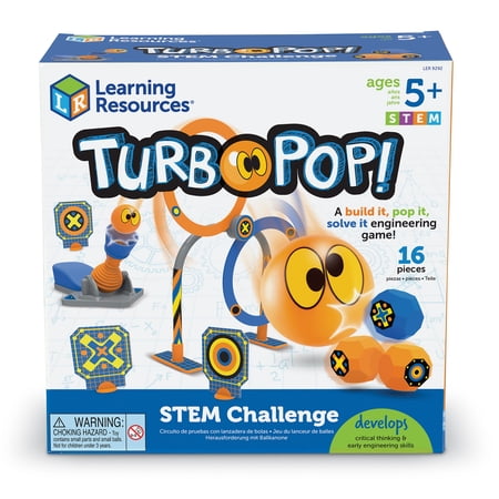 Learning Resources TurboPop! STEM Challenge, Critical Thinking Game, 16 Pieces, Ages 5, 6, 7+
