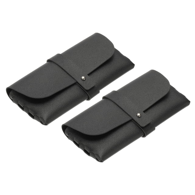2 Piezas de Fundas Suaves para Gafas, Funda de Cuero para Gafas de Sol, Bolsa Portátil para Gafas con Hebilla de Clavo para Mujeres y Hombres (Negro)