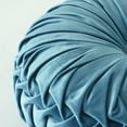 thumbnail image 4 of HIG Set of 2 Pumpkin Pleated Round Throw Pillows, Soft Velvet, Dusty Blue, 14.5" Diameter, 4 of 6