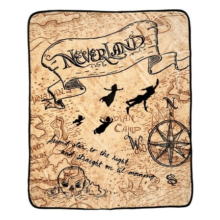 Disney Peter Pan Neverland Map Micro Raschel Throw Blanket 46"x60" (116cm x 152cm)