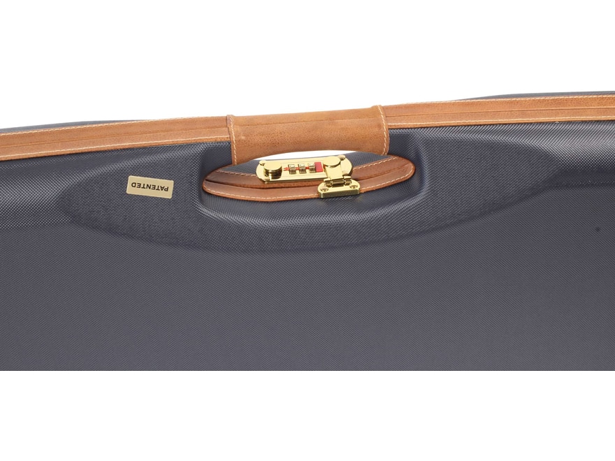 Negrini O/U Deluxe Sporter Shotgun Case, Navy/Tobacco Leather/Navy Interior