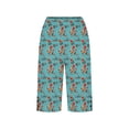 thumbnail image 4 of Brqkzdu Women Bermuda Shorts Mid Rise Floral Print Casual Knee Length Shorts Comfy Straight Leg Side Split Button Lounge Shorts with Pockets, 4 of 5