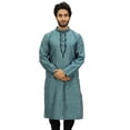 thumbnail image 1 of Atasi Men's Indian Ethnic Party Wear Gray Kurta Pyjama Set Long Shirt-M, 1 of 7