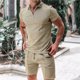 thumbnail image 5 of Mens Manga Larga Casual Color Sólido Cremallera Girar Abajo Conjunto de Cuello, Traje de Mezcla de Algodón de Poliéster para Al Aire Libre, Diario Y Invierno Primavera Desgaste, 5 of 6