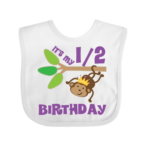 Inktastic Half Birthday 6 Months Baby Monkey Boys or Girls Baby Bib