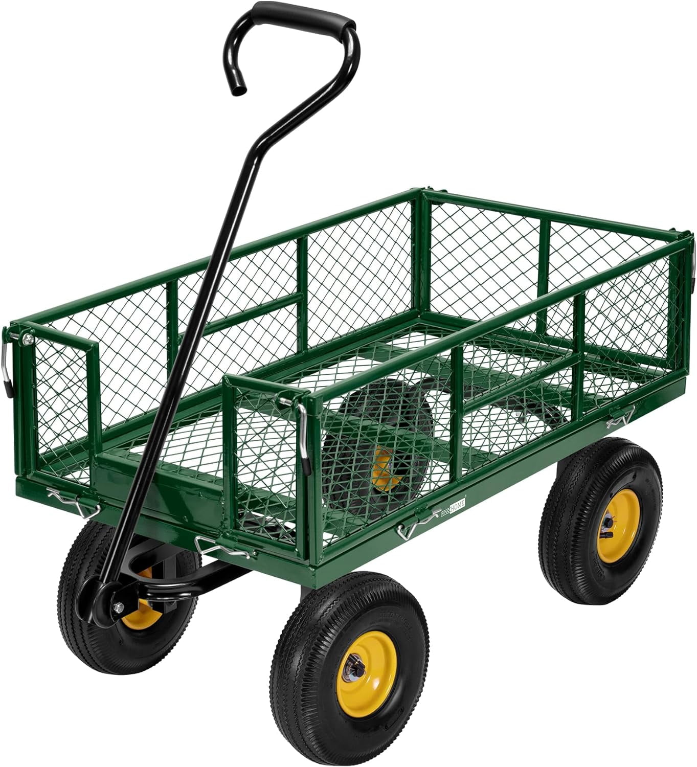 SPECSTAR Mesh Steel Garden Cart 880lb. Capacity, 38" x 21" with Removable Sides and 10 inch Wheels, Green
