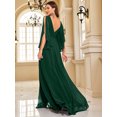 thumbnail image 2 of XUIBOL-Vestidos de gasa de manga larga para mujer, ropa de noche verde, Sexy, con abertura alta, espalda en V, Formal, para fiesta de boda, 2 of 5