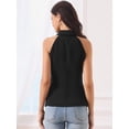 thumbnail image 3 of DARING DIVA Women's Halter Neck Collared Button Up Suit Vest Top XS Black, 3 of 6