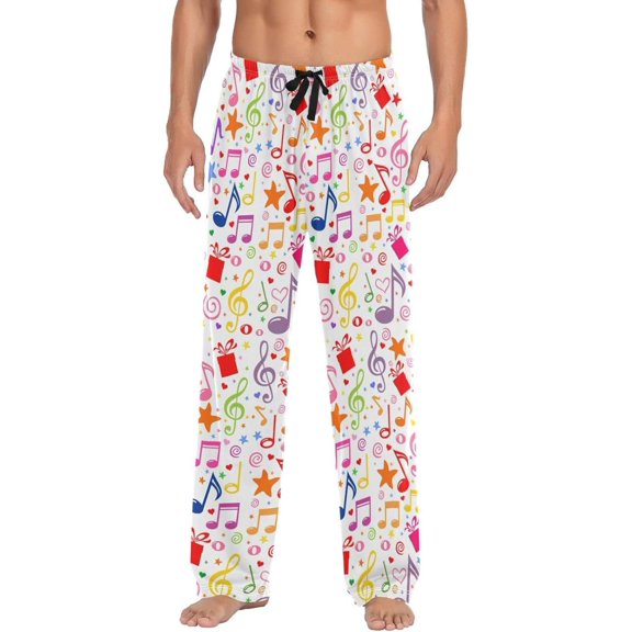 GZHJMY Musical Notes Pajama Pants for Men, Lounge Pants Lightweight Men Pajama Bottoms with Drawstring Pockets, Christmas New Year Birthday Gifts, Small