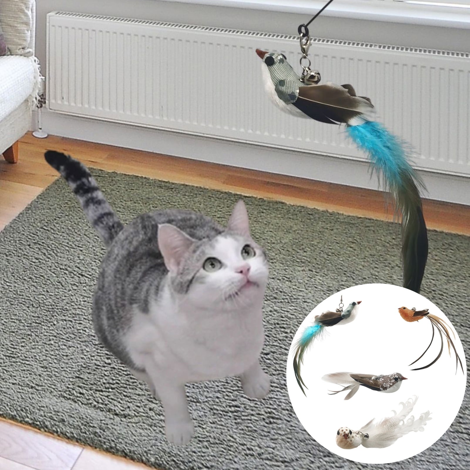 Walbest Bird Cat Toys Moving Simulation Bird Cat Feather Toy for