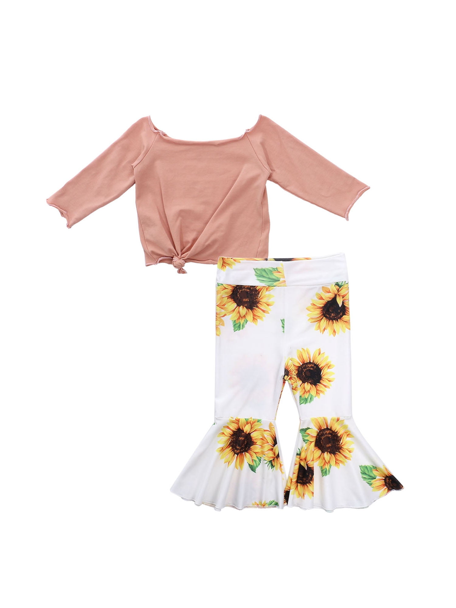 sunflower print flare pants