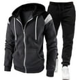 thumbnail image 2 of VBTAPA Men's Color Block Tracksuit Full Zip Hoodie Sweatsuit Jogging Matching Set 2 Piece Casual Athletic Outfits Hooded Jacket Pants Suit Sets Dark Gray XL, 2 of 8