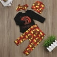 thumbnail image 3 of Inevnen My 1st Thanksgiving Outfits Newborn Baby Girl Boy Romper Bodysuit Turkey Pants Hat 4Pcs Set, 3 of 8