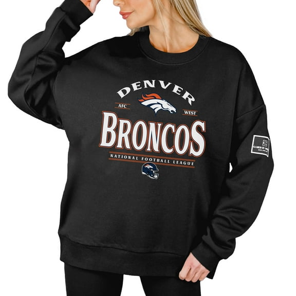 Women's Gameday Couture Black Denver Broncos Oversized Players Only Black Label Pullover Sweatshirt