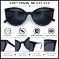 thumbnail image 6 of SA106 Womens Oversized Cat Eye Goth Solid Black Lens Plastic Sunglasses Black Frame - Black Lens, 6 of 7