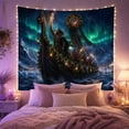 thumbnail image 2 of Viking Ship under Green Aurora with Lanterns, Adventurous Digital Art for Norse Mythology Fans, Ocean Voyage Decor, Housewarming Gift, Tapestry Wall Hanging for Studio and Den, 2 of 7