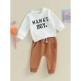 thumbnail image 3 of Hirigin Toddler Baby Boy Fall Winter Outfits Letter Crewneck Sweatshirt Casual Pants 2Pcs Clothes Set, 3 of 8