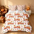 thumbnail image 2 of Homewish HFarm Truck Pumpkin Twin Bedding, Autumn Maple Leaf Bedding Comforter Set, White Orange, Reversible 7pcs, 2 of 7