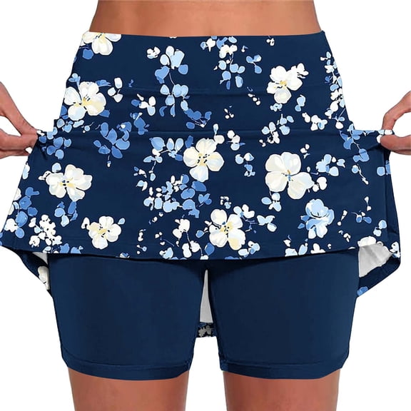 qelini Women's Workout Yoga Shorts High Waist Bermudas Shorts Pockets Print Loose Shorts Daily Wear