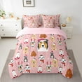 thumbnail image 2 of Feelyou Pink Cartoon Dog Twin Bedding Sets 7-Piece for Teen, Cute Christmas Animal Bedding Comforter Set, Santa Claus Hat Reversible Sheet Sets, Breathable Home Decor, 2 of 7