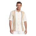 thumbnail image 1 of CubAvera - Camisa de sarga con botones para hombre, color beige, pequeña CubAvera Botones al frente, 1 of 2