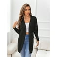thumbnail image 3 of CALIPESSA Drop Shoulder Cable Knit Pocket Patched Casual Long Sleeve Black Cardigan For Womens, 3 of 5