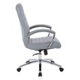 thumbnail image 3 of Executive Mid-Back Chair in Grey Faux Leather with Padded Arms and Chrome Finish Base, 3 of 3