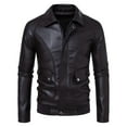 thumbnail image 2 of PU-Leather Shirts for Men with Pockets and Collar Long Sleeve Zip Up Jackets Trendy Solid Color Slim-Fit Streetwear Motorcycle Outerwear Tops, 2 of 8