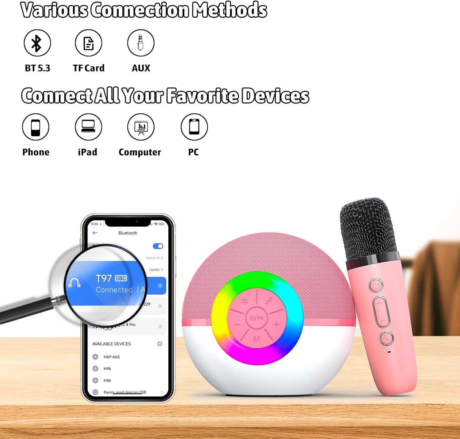 EASY Karaoke Microphone Machine Toys for Kids Adults, Mini Portable Bluetooth Speaker with 2 Wireless Mics, Christmas Birthday Gifts for Boys Girls Ages 3 4 5 6 7 8 9 10 11 12+Year Old Purple