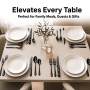 NULAS 24-Piece Silverware Set, Mirror Polish Stainless Steel Flatware Set. Includes Steak Knives, Dishwasher Safe for Home & Restaurant, Gifts, Black.
