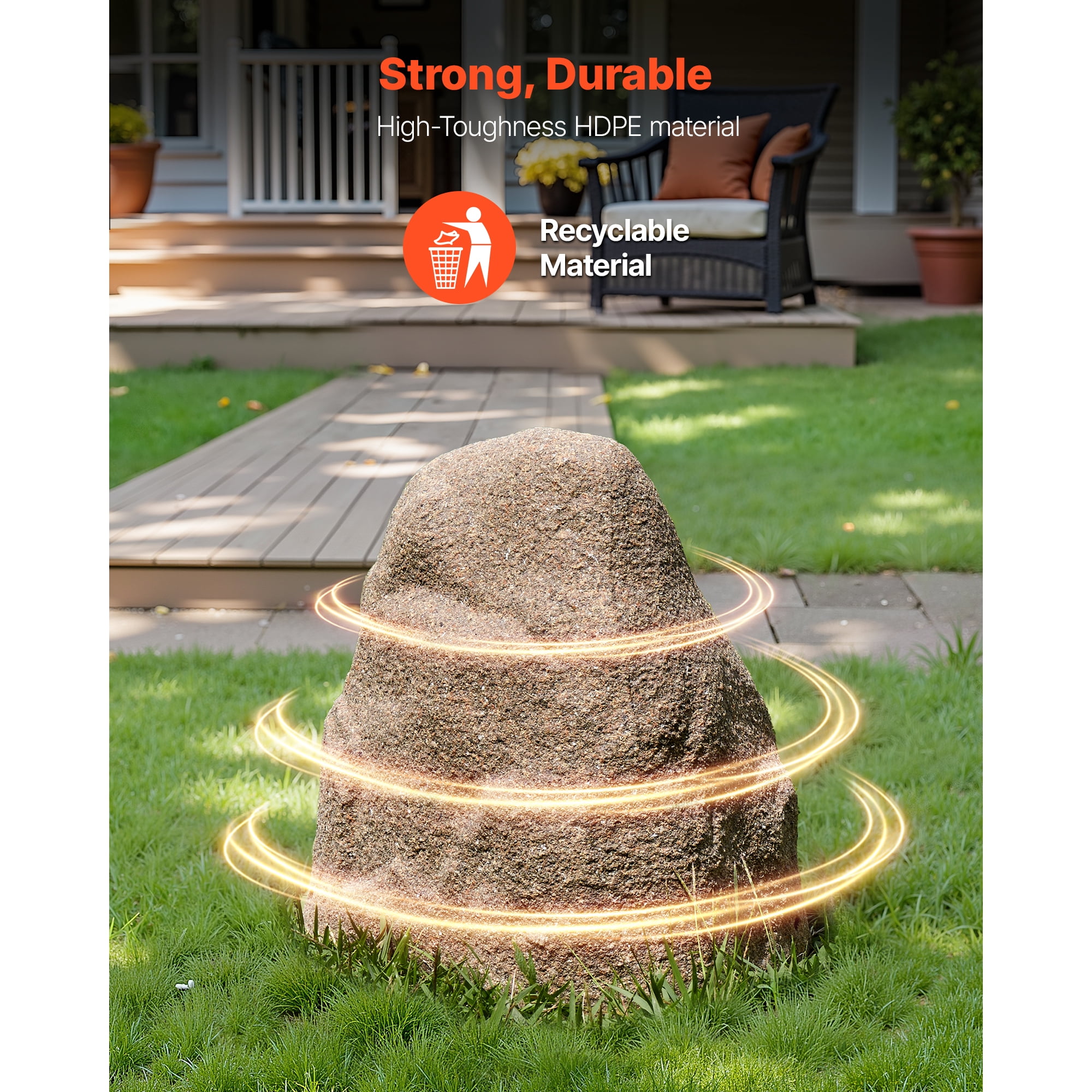 KFFKFF Faux Rock Cover for Outdoor Use, Artificial Rock Well Pump Cover with Natural-Looking Texture, Durable and Lightweight Design for Landscaping and Garden Décor, Sandy Brown, Small Size