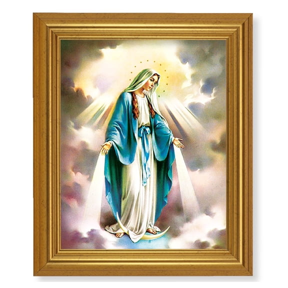 Our Lady of Grace Picture Framed Wall Art Decor, Large, Antique Gold-Leaf Classic Frame