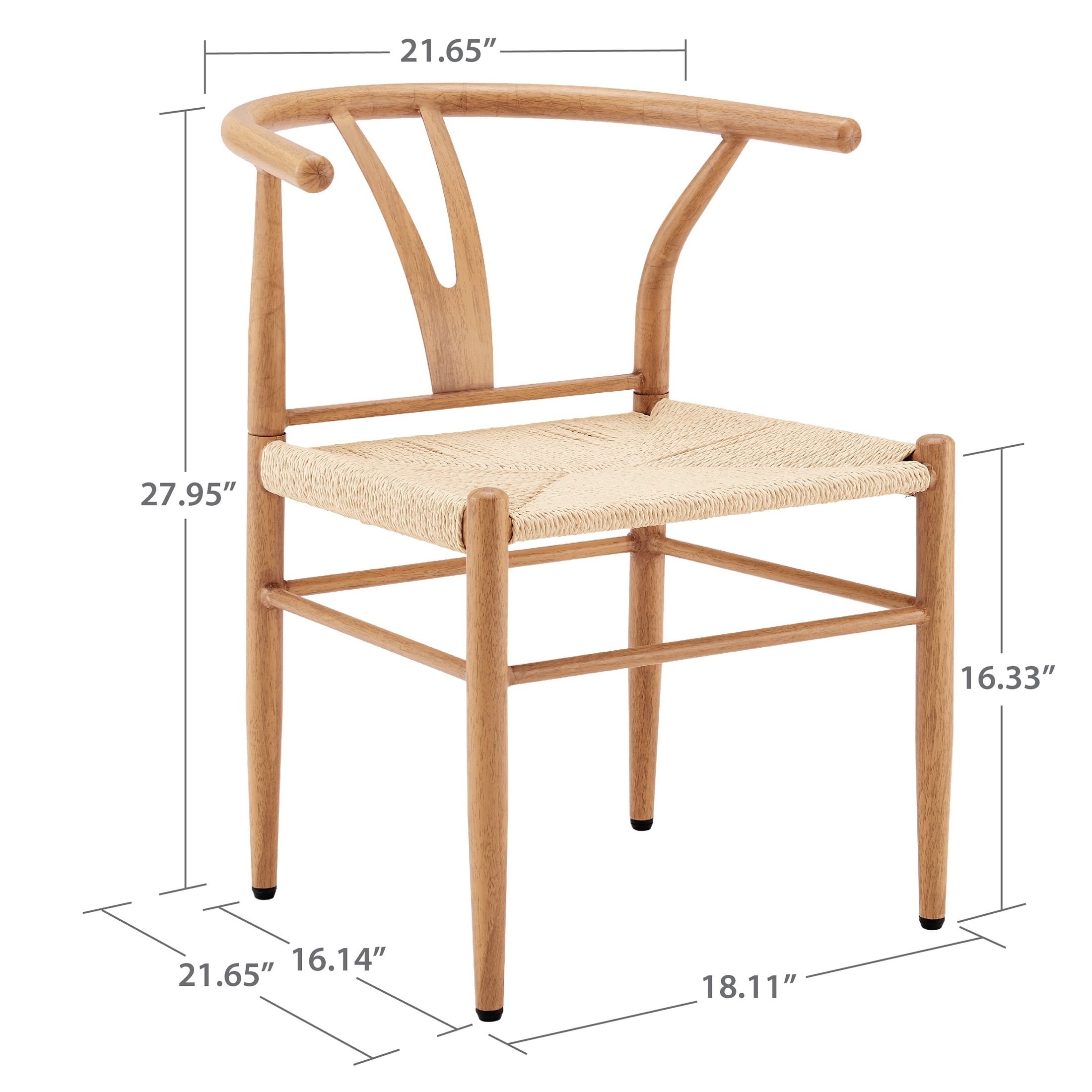 Better Homes & Gardens Springwood Wishbone Metal Dining Chair 2 Pack, Light Honey Color for Indoor