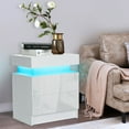 thumbnail image 3 of Hommpa High Gloss LED Nightstand Set of 2 White Bedside Table with 2 Drawers Modern Night Stand with Drawer Side Table Cabinet with Led Night Stands for Bedroom Side Table for Bed Home Furniture, 3 of 10
