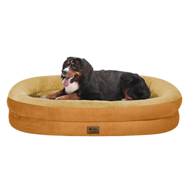 Cama ortopédica lavable para perros grandes: Cama refrescante para perros con refuerzos - Cama gigante Funda impermeable extraíble Parte inferior antideslizante para tamaño extra grande - Naranja