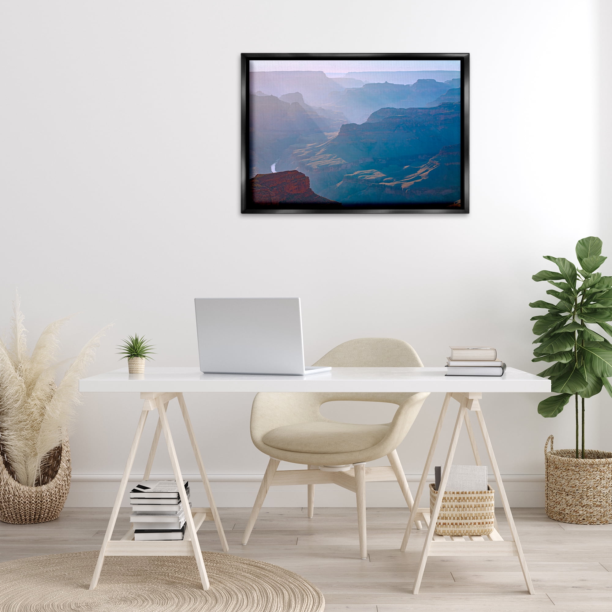 Stupell Industries Sun Rays Mountain Mesa Landscape & Nature Photography Black Floater Framed Canvas Art Print Wall Art, 31 x 21
