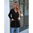 thumbnail image 4 of Chiclily Women's Long Sleeve Cardigan Sweater Lightweight Button Down Knit Coat for Fall with Pockets, Black L, 4 of 7